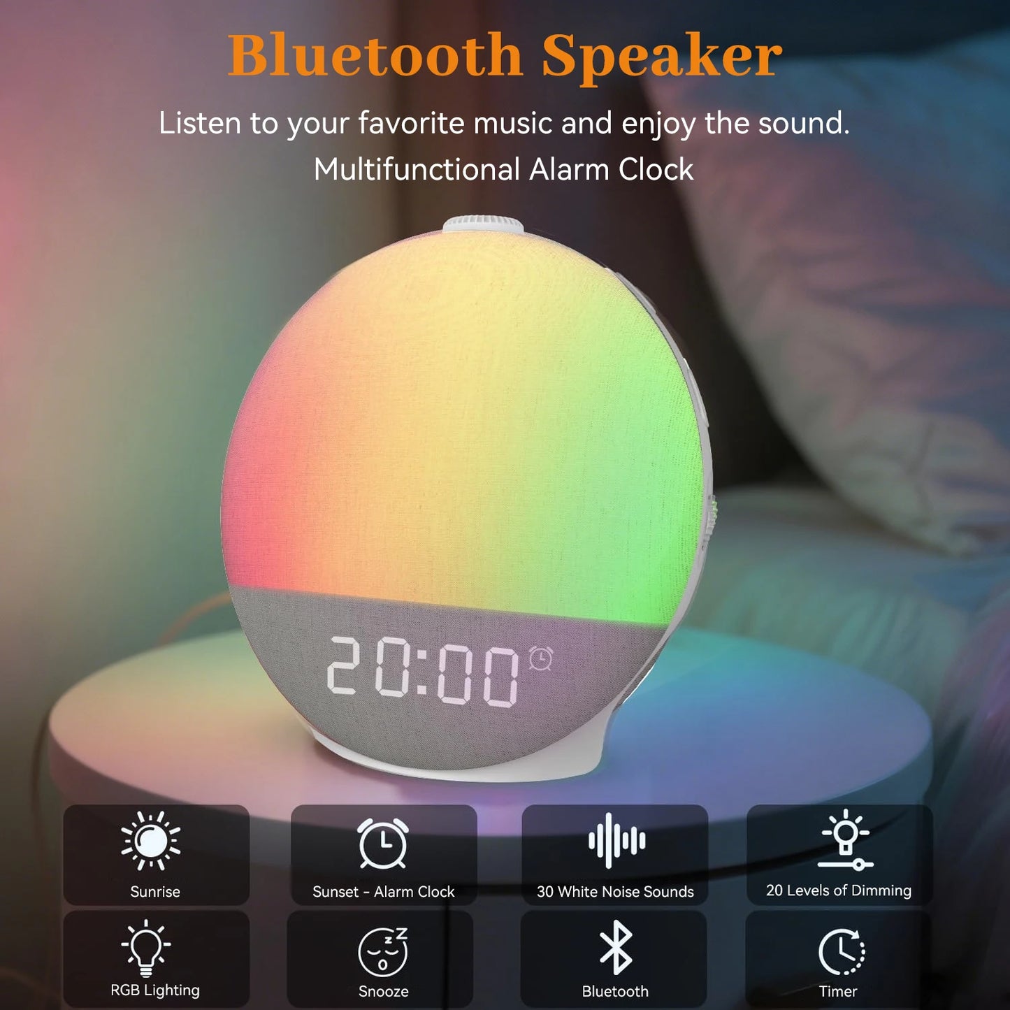 Réveil Lumineux & Bruit Blanc - Hikari – Connecté Bluetooth | Studio Nichijo Paris
