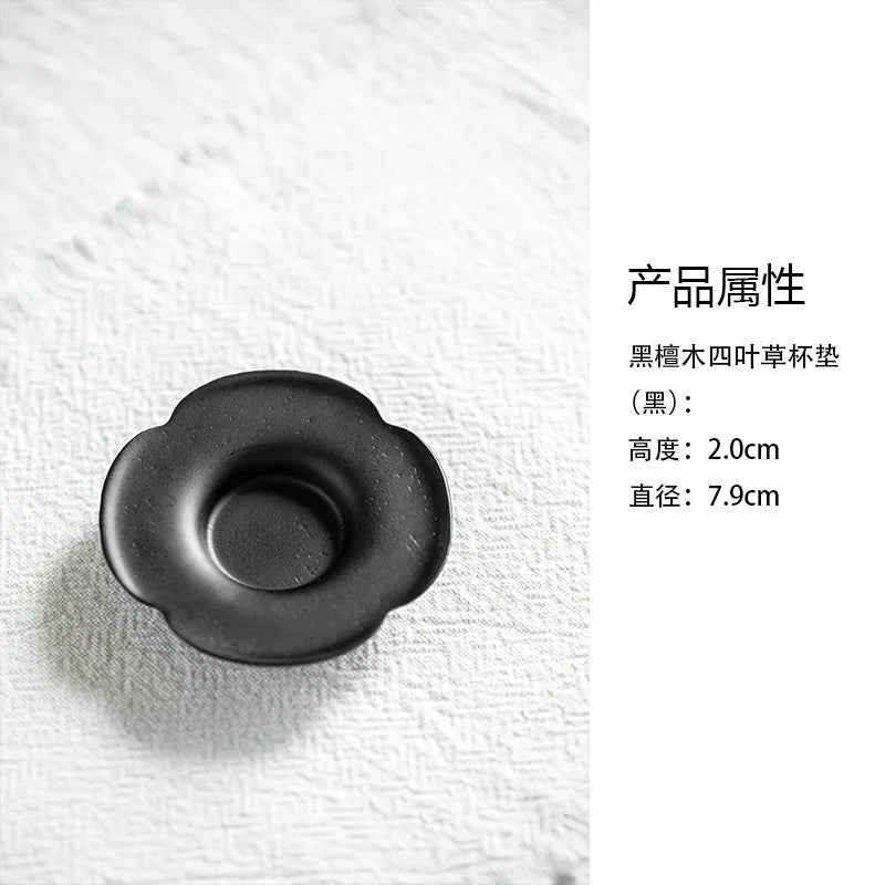 Sous-verres artisanaux en bois d'ébène massif, dessous de plat japonais isolants pour tasses à café, soucoupes, sets de table, bases de tasses à thé, cérémonie du thé – 1-7.9x2cm | Studio Nichijo Paris