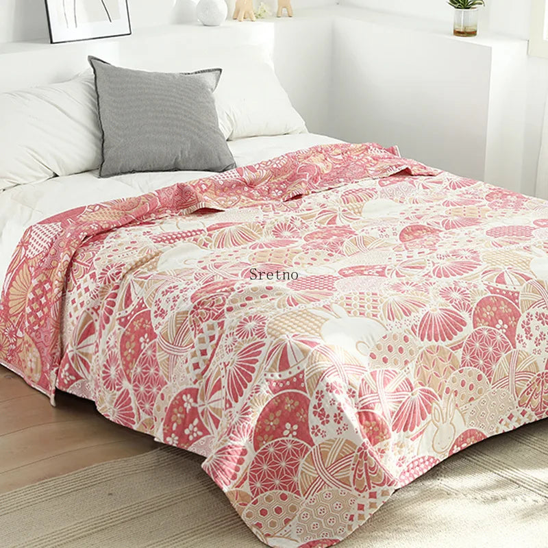 Couverture Coton Bohème Canapé Été - Wa – Rouge | Studio Nichijo Paris
