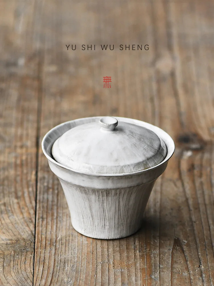 Service à Thé Gaiwan Porcelaine Blanc Yin 3 Pièces, Fabrication Artisanale – | Studio Nichijo Paris