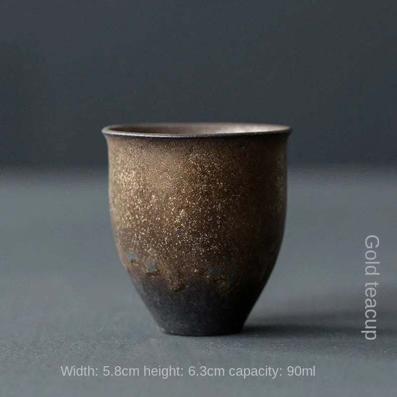 Tasse Grès Dorée Japonaise Cuite au Four – Fabrication Artisanale – Koke | Studio Nichijo Paris