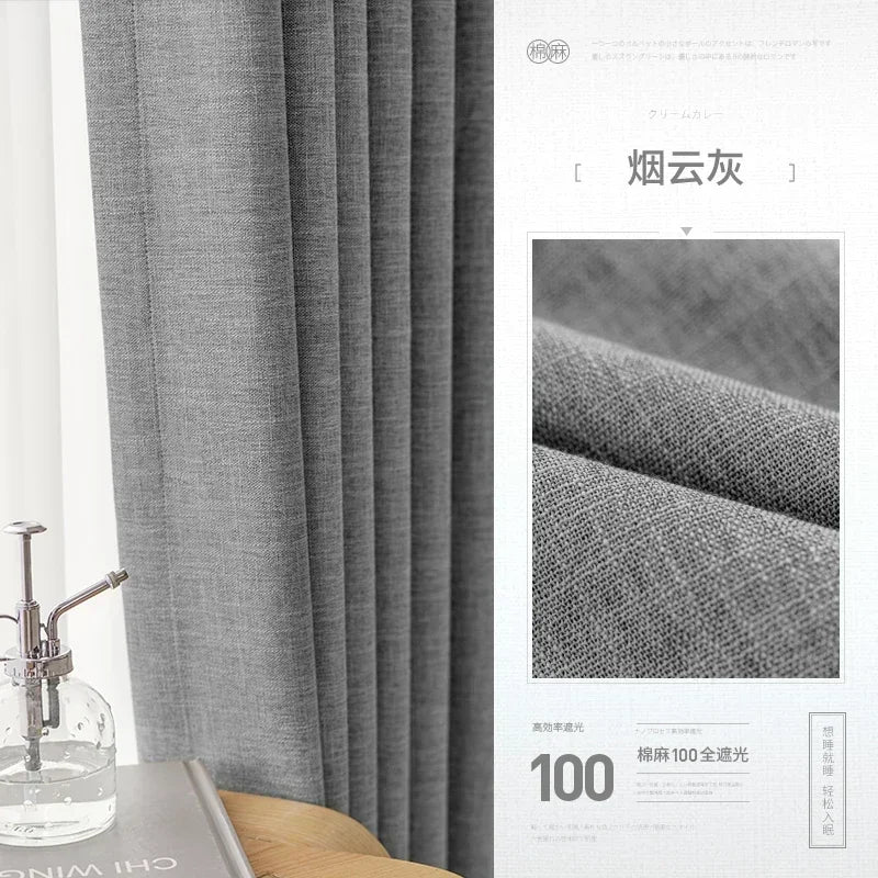 Rideaux Occultants Coton Lin - Wa – Gris foncé | Studio Nichijo Paris