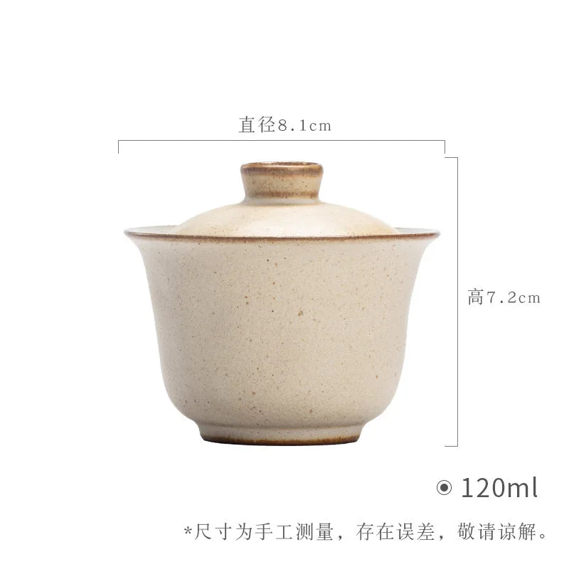Filles recouvert fait à la main en poterie grossière, petit Gaiwan, théière élégante, verres à thé, cadeau de collection, boutique japonaise, 120ml – B 8.1X7.2CM 120ML | Studio Nichijo Paris