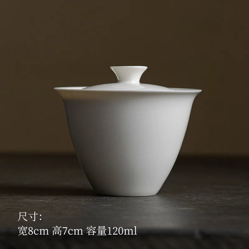 Gaiwan Porcelaine Blanc Abricot, Fabrication Artisanale – | Studio Nichijo Paris