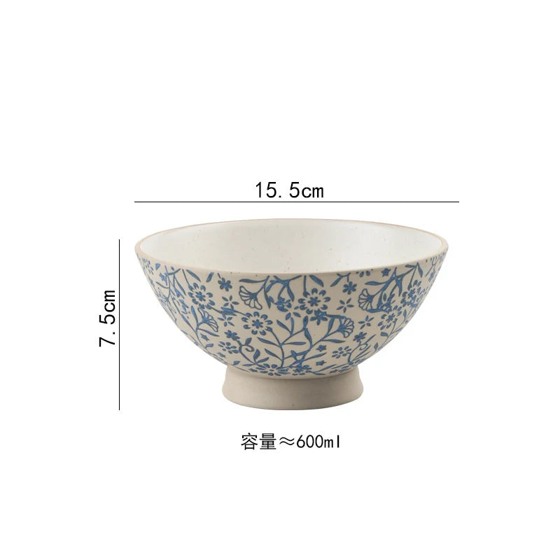 Bol Céramique Peint à la Main Motif Floral — Fabrication Artisanale – 15.5 cm | Studio Nichijo Paris