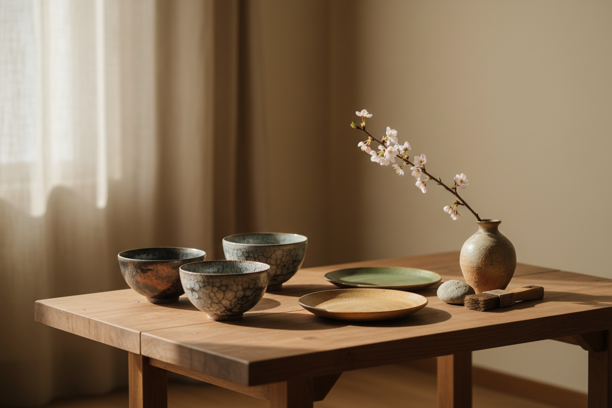 Artisanat japonais fait main – céramique wabi-sabi, bois sculpté et art de la table – Studio Nichijo Paris