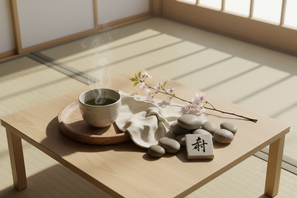 Accessoires rituel matinal japonais pour routine bien-être et méditation quotidienne