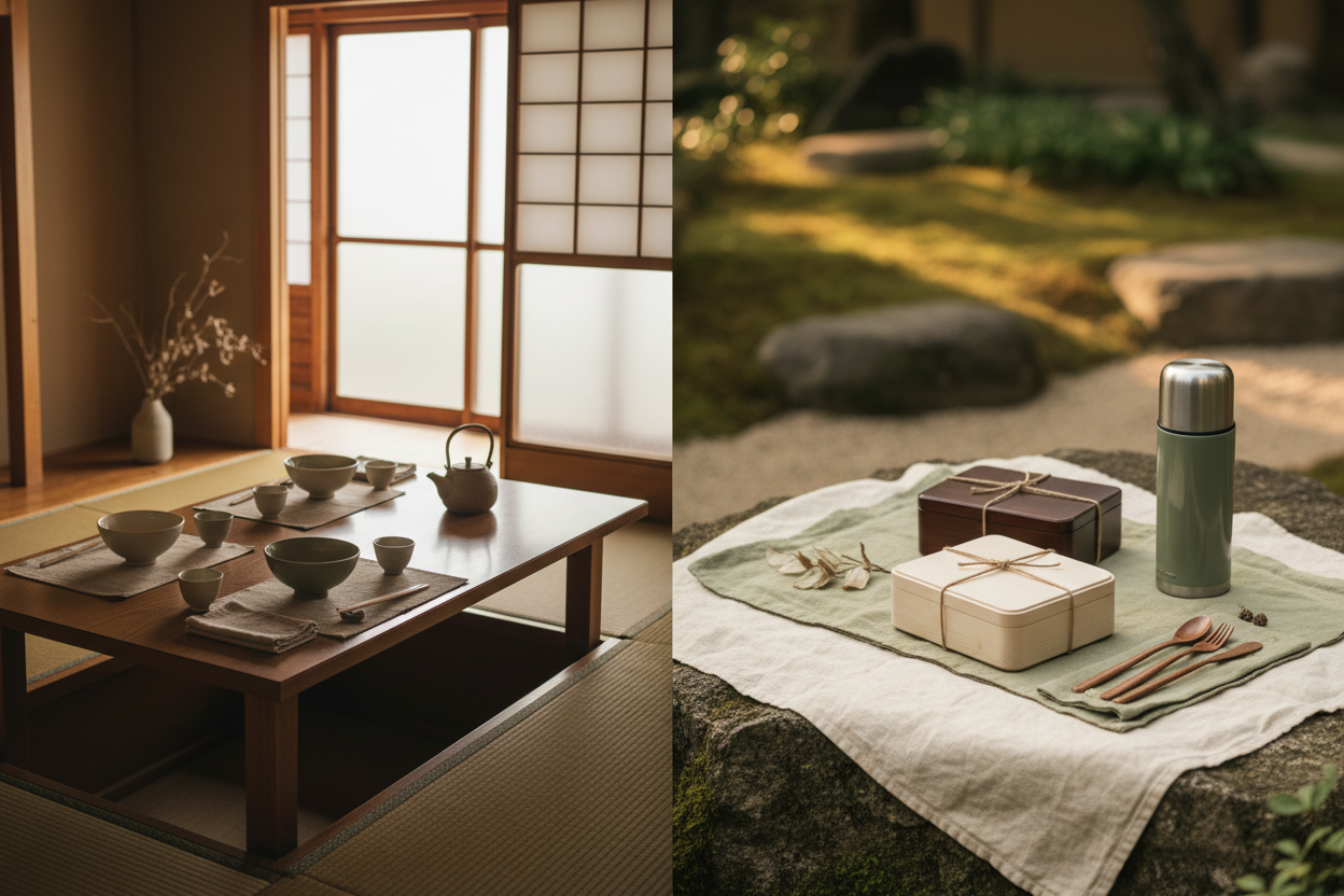 Vaisselle japonaise en bois et céramique, plateaux de service et bols à thé — collection Rituel du Repas Japonais Studio Nichijo Paris