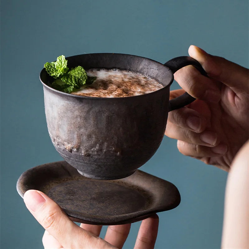 Tasse Grès Japonaise Vintage & Plateau – Fabrication Artisanale – | Studio Nichijo Paris