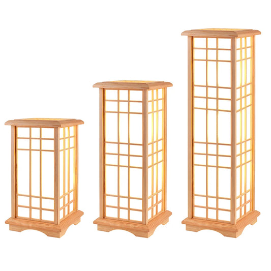 Lampadaire LED en Bois Carré | Style Japonais Minimaliste | Chambre, Salon Studio Nichijo Paris