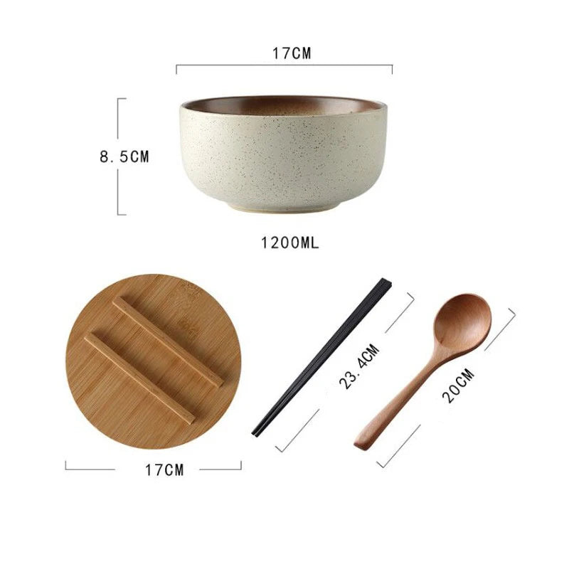 Bol Ramen en Céramique – Couvercle, Cuillère & Baguettes – Fabrication Artisanale – Gohan (ご飯) | Studio Nichijo Paris