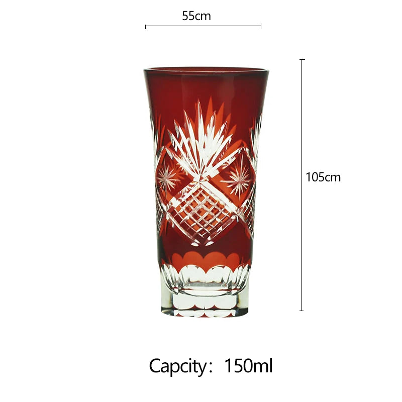 Verre à Saké Edo Kiriko et Son Daï en Bois — Cristal Découpé à la Main – Sans Plomb – Junmai | Studio Nichijo Paris