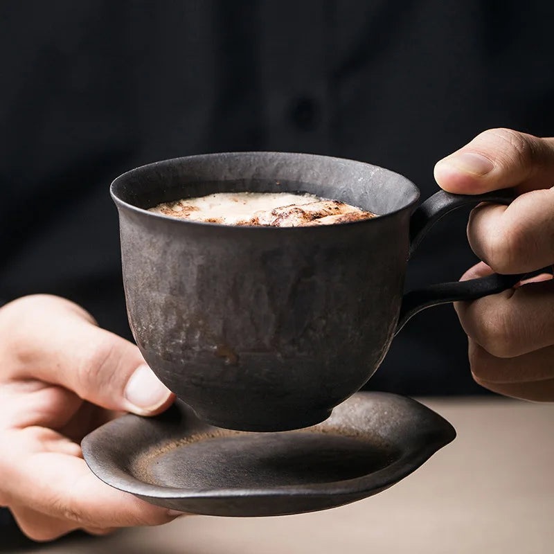 Tasse Grès Japonaise Vintage & Plateau – Fabrication Artisanale – | Studio Nichijo Paris