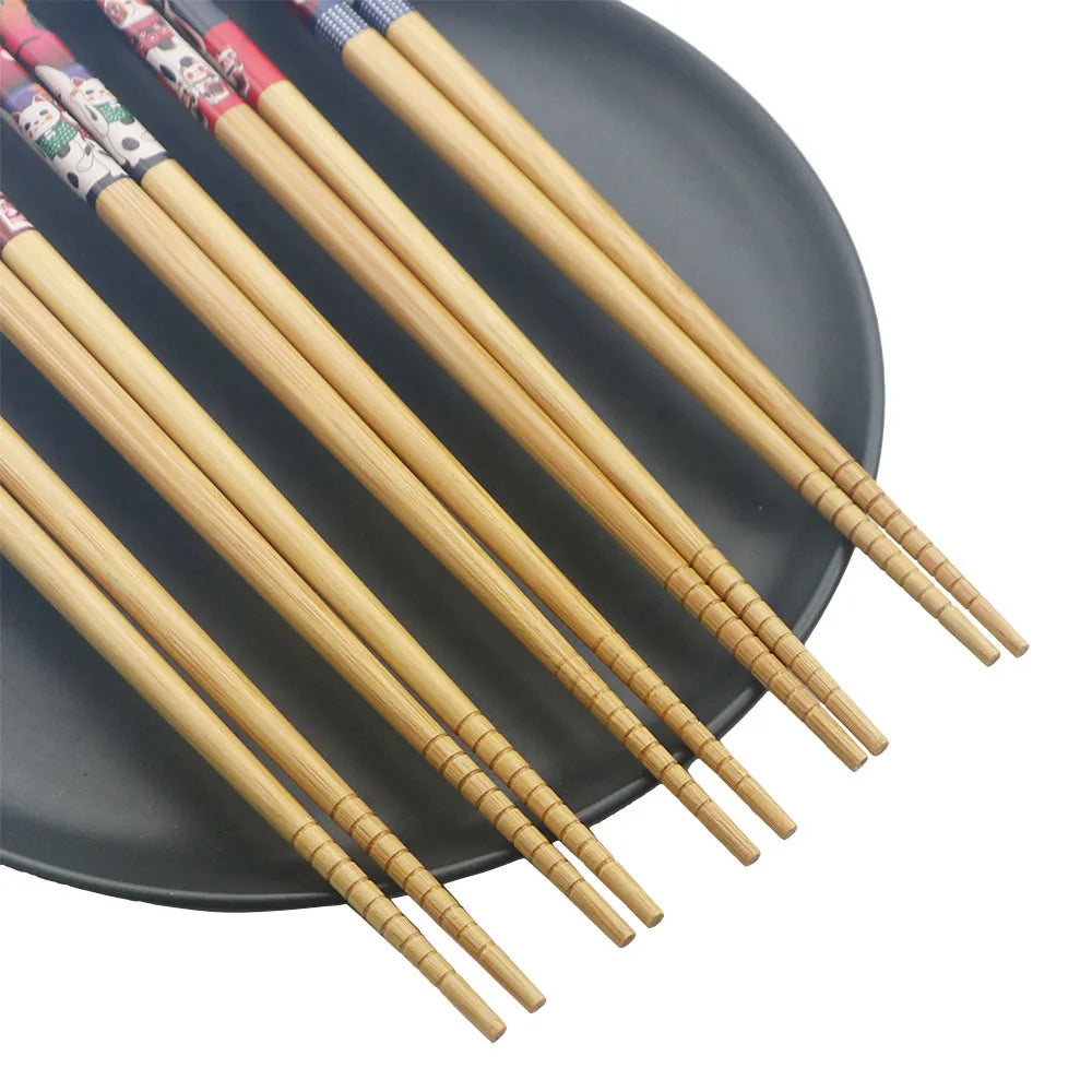 Baguettes Bois Bambou Réutilisables Lot 5 Paires — Fabrication Artisanale – | Studio Nichijo Paris