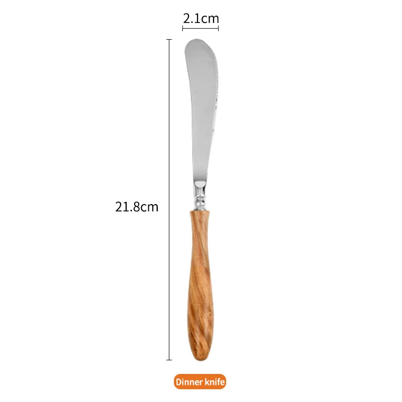 Couverts Manche Bois Inox – Fabrication Artisanale – Couteau à dîner | Studio Nichijo Paris