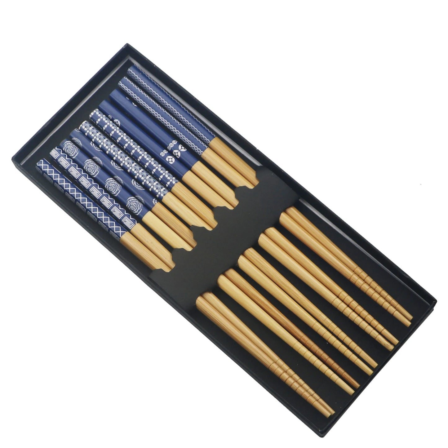 Baguettes Bois Bambou Réutilisables Lot 5 Paires — Fabrication Artisanale – Bleu | Studio Nichijo Paris
