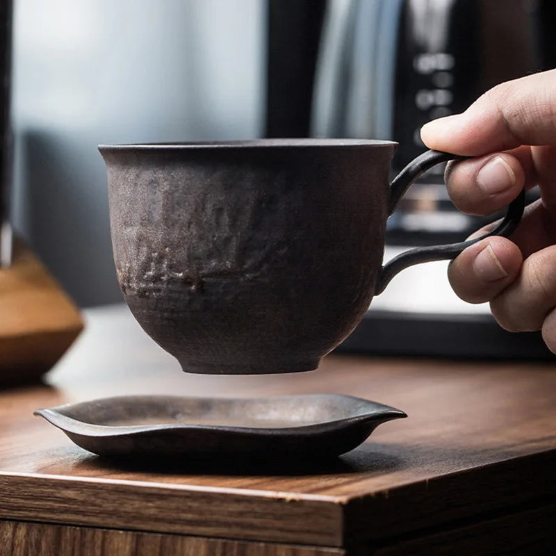 Tasse Grès Japonaise Vintage & Plateau – Fabrication Artisanale – | Studio Nichijo Paris
