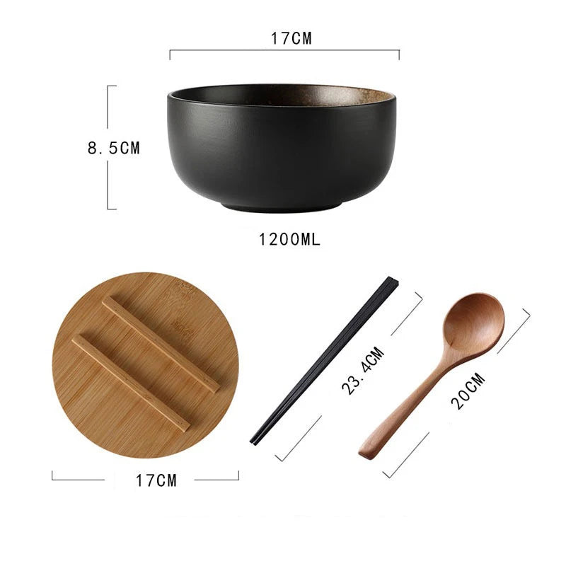 Bol Ramen en Céramique – Couvercle, Cuillère & Baguettes – Fabrication Artisanale – Umami (旨味) | Studio Nichijo Paris