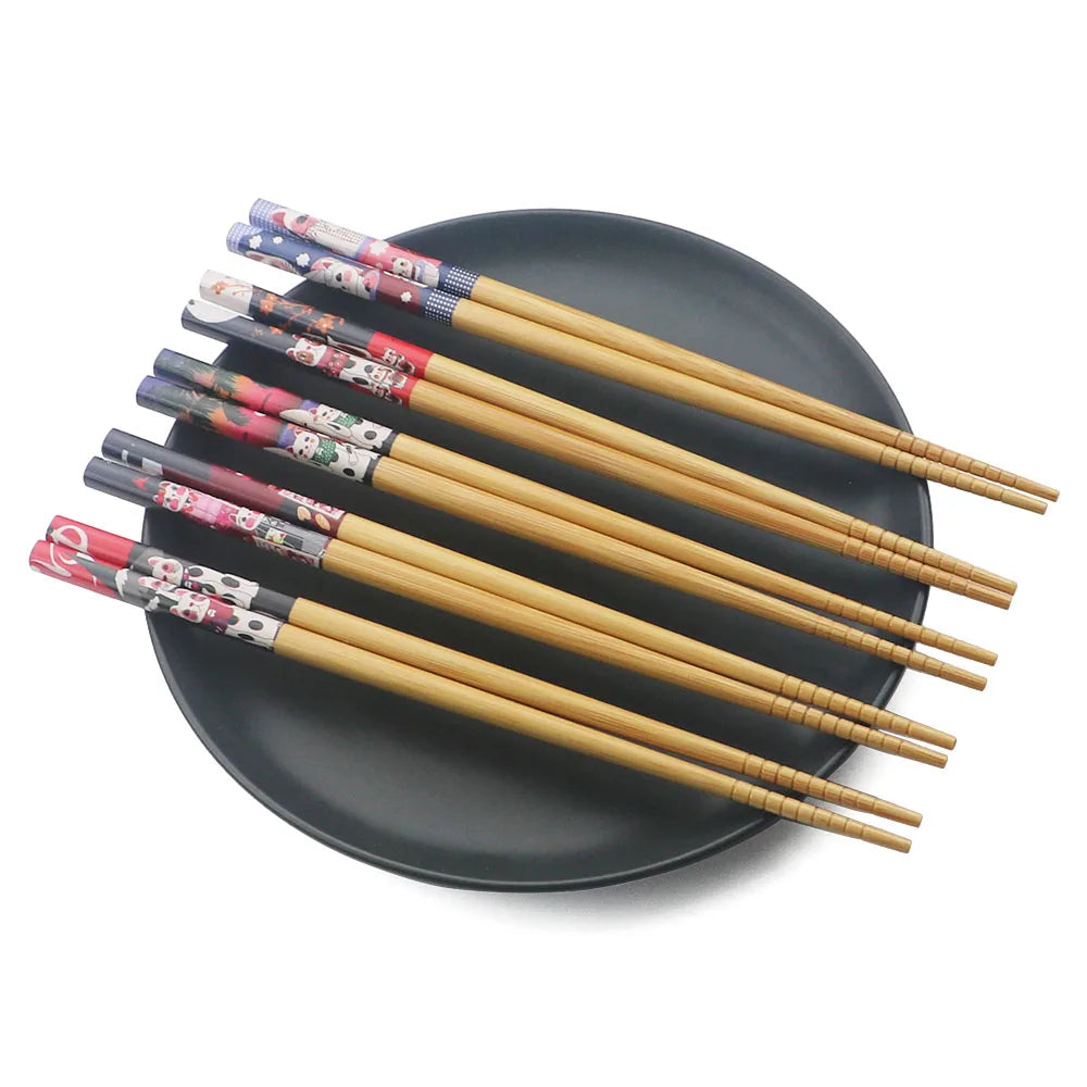 Baguettes Bois Bambou Réutilisables Lot 5 Paires — Fabrication Artisanale – | Studio Nichijo Paris