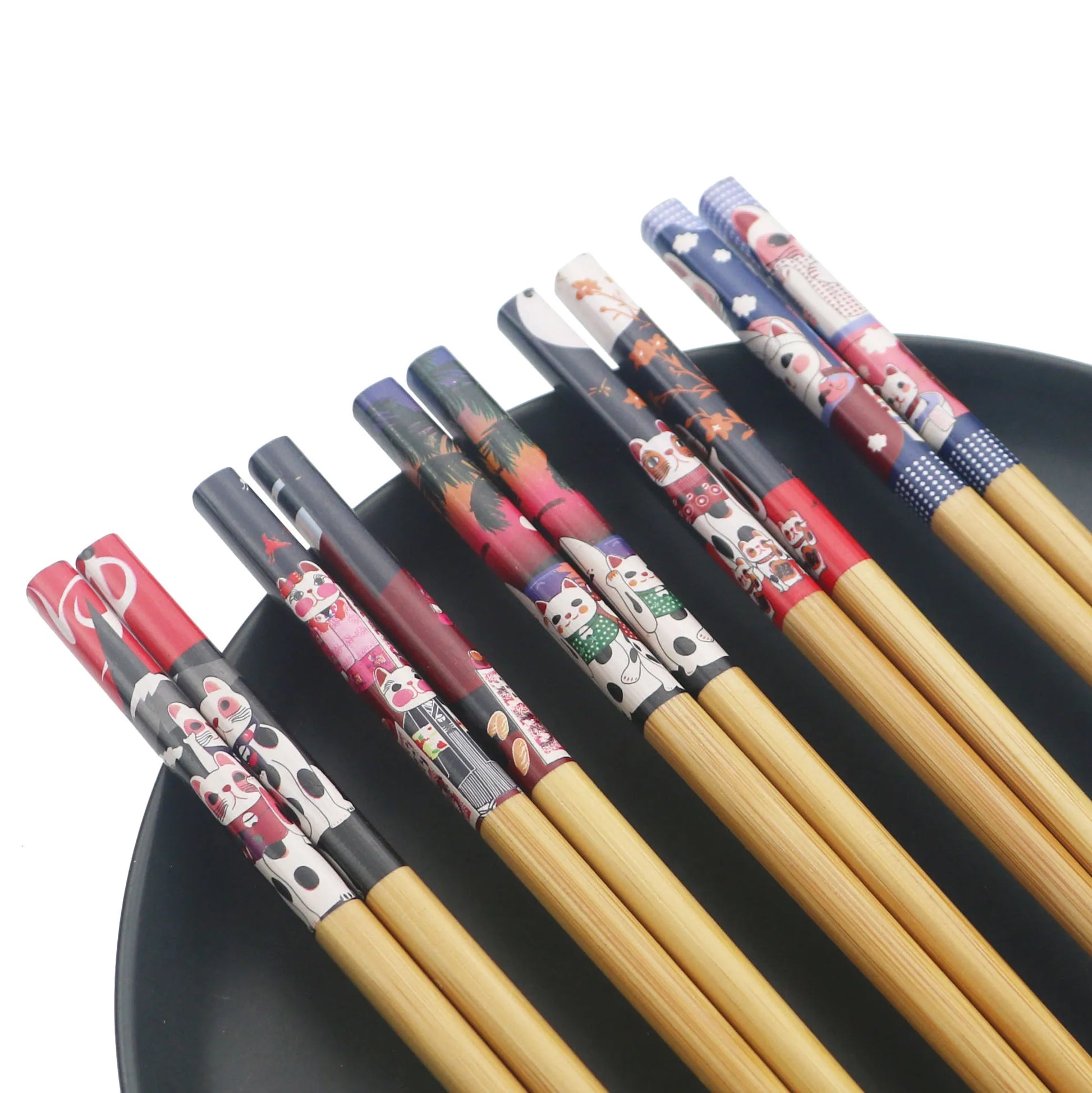 Baguettes Bois Bambou Réutilisables Lot 5 Paires — Fabrication Artisanale – | Studio Nichijo Paris