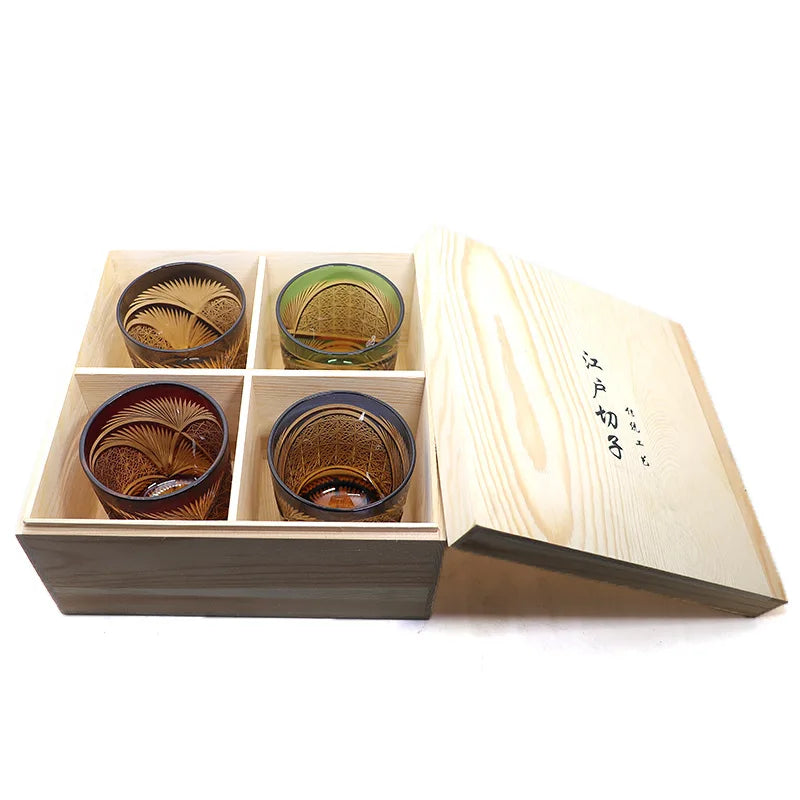 Verre Whisky Cristal Vintage Sculpté Main Éventail Japonais — Fabrication Artisanale – | Studio Nichijo Paris