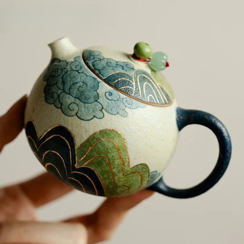 Théière Céramique Dorée 150ml - Cérémonie Gongfu – Fabrication Artisanale – | Studio Nichijo Paris