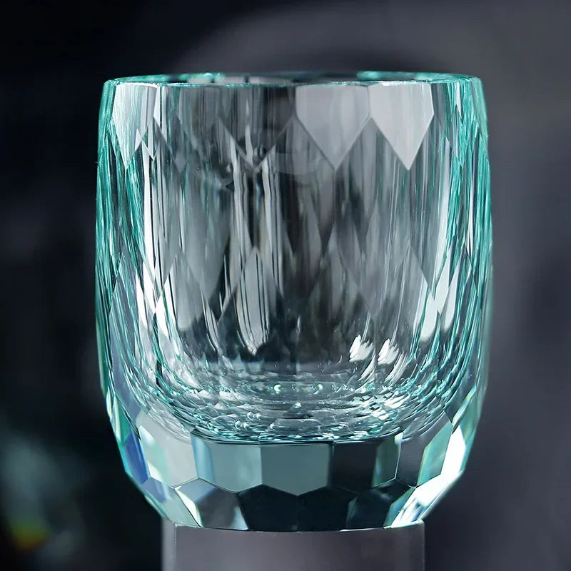 Verre à Whisky Cristal Taille Diamant Japonais 250ml, Fabrication Artisanale – Vert | Studio Nichijo Paris