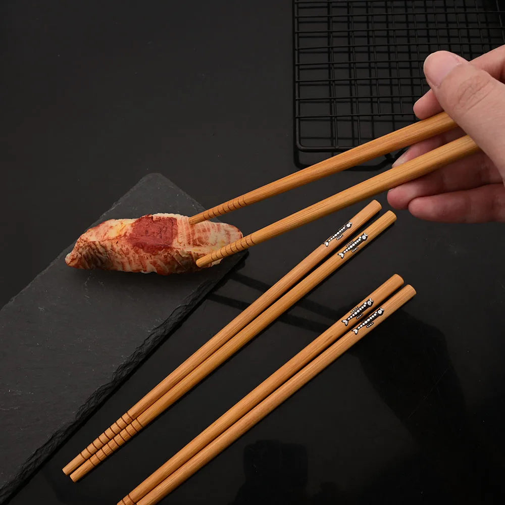Baguettes en bois de bambou faites à la main, 5 paires, réutilisables, naturelles, japonaises, sushi, nourriture, chat, fleur, multi-documents – | Studio Nichijo Paris