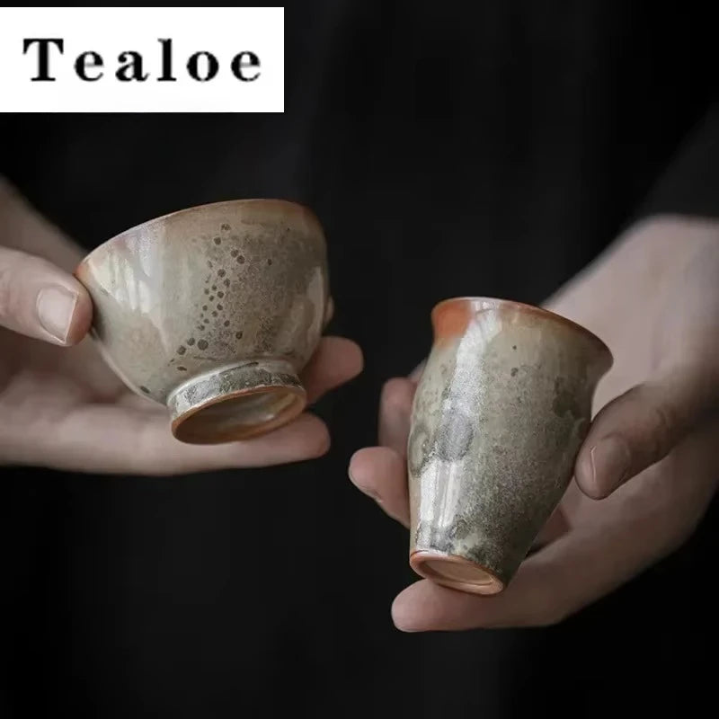 Tasses Thé Porcelaine Cuite Feu Bois Fait Main Lot 2 Encre 50ml — Fabrication Artisanale – | Studio Nichijo Paris