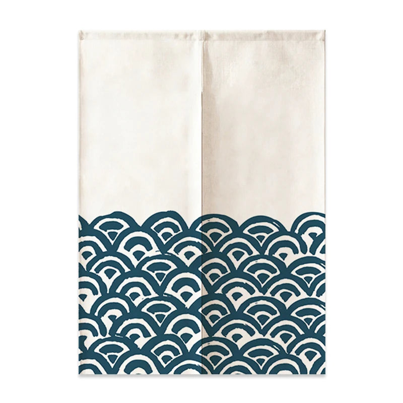 Rideau de Porte Japonais en Lin | Motif Mont Fuji & Vagues | Cloison Intérieure – Fukinsei | Studio Nichijo Paris