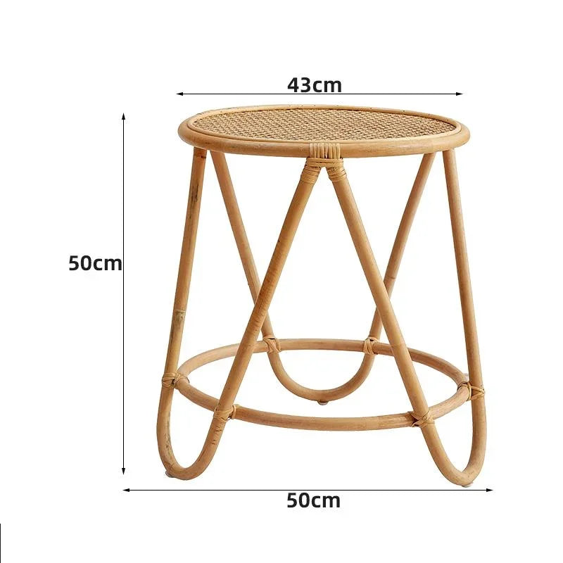 Table Thé Rotin Bois Fait Main 2 Niveaux Salon Minimaliste — Fabrication Artisanale – | Studio Nichijo Paris