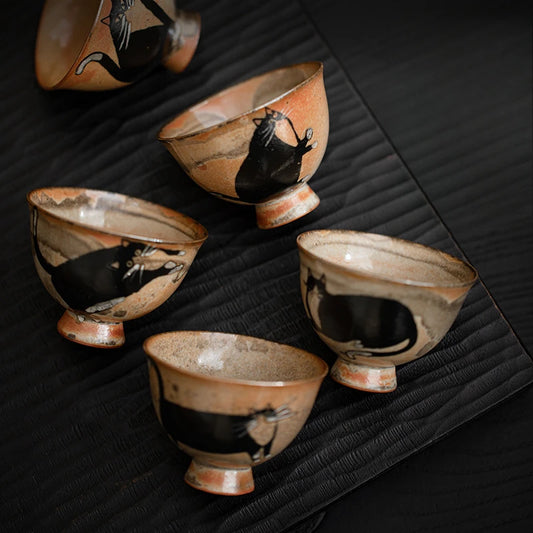 Tasse Thé Chat Céramique Vintage – Fabrication Artisanale – | Studio Nichijo Paris