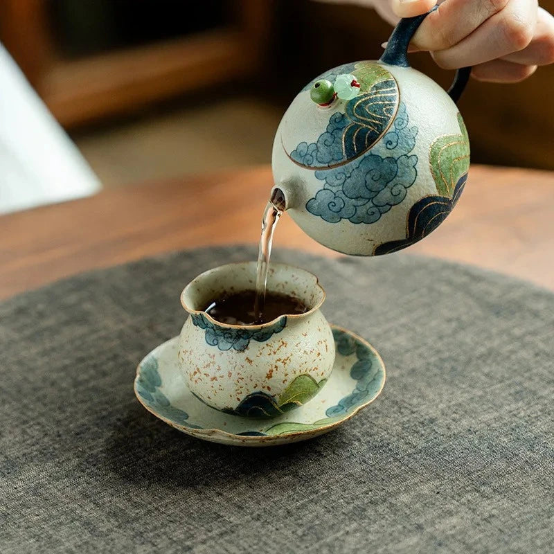 Théière Céramique Dorée 150ml - Cérémonie Gongfu – Fabrication Artisanale – | Studio Nichijo Paris