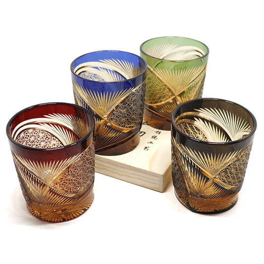 Verre Whisky Cristal Vintage Sculpté Main Éventail Japonais — Fabrication Artisanale – | Studio Nichijo Paris