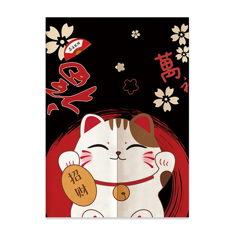 Rideau de Porte Japonais en Lin | Motif Mont Fuji & Vagues | Cloison Intérieure – | Studio Nichijo Paris