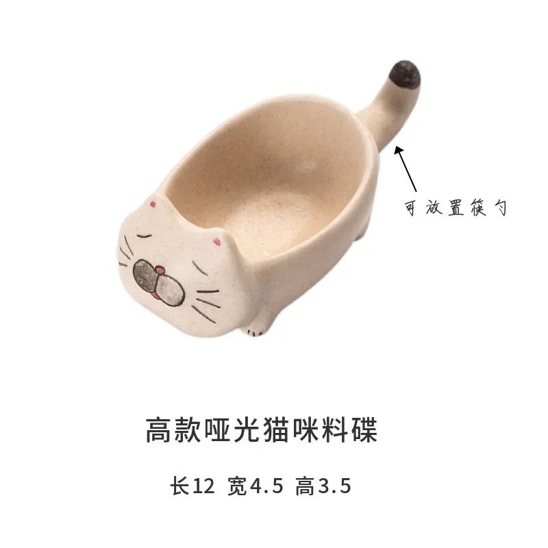 Plat à Sauce Céramique Chat Japonais — Fabrication Artisanale – Shizuku | Studio Nichijo Paris