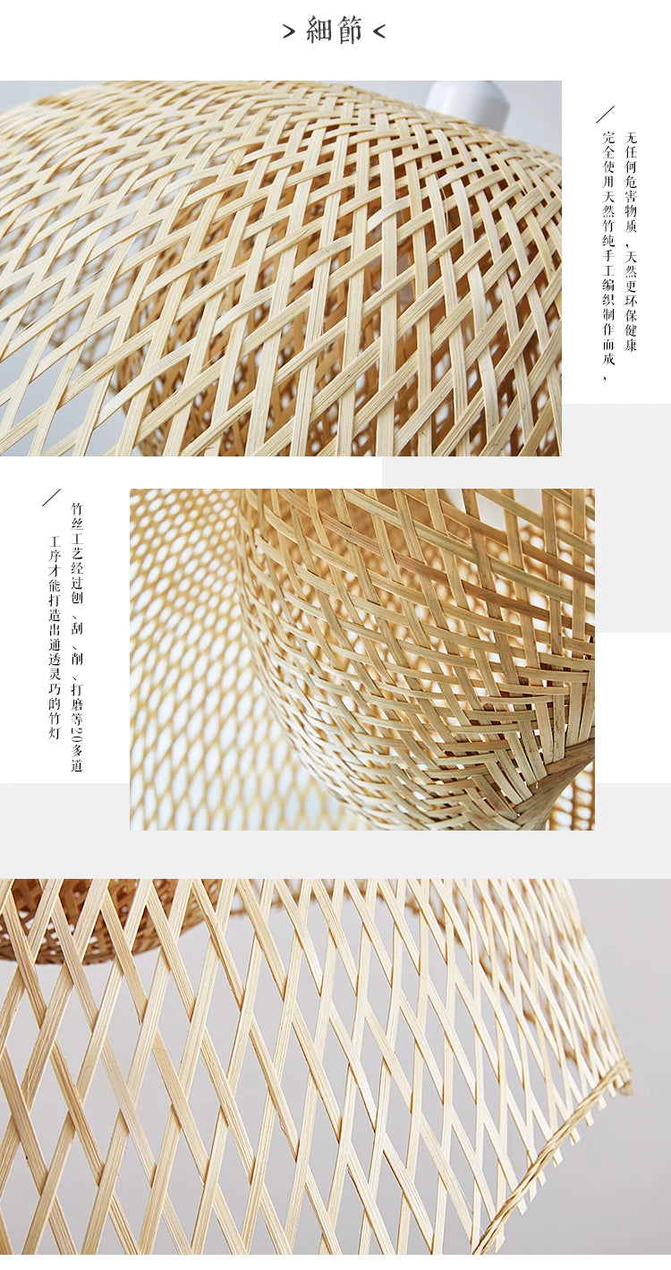 Lustre suspendu en bambou et bois, style chinois, japonais, asiatique, pour cuisine, hôtel, restaurant, salle à manger, salon, fabrication artisanale, nouveauté 2022 – | Studio Nichijo Paris