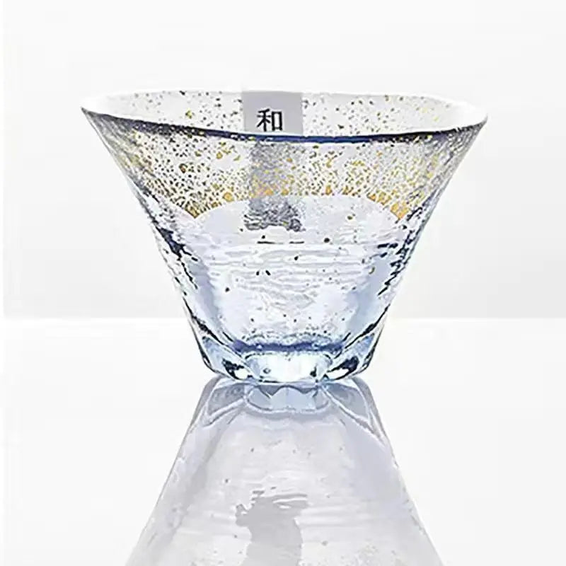 Tasse Saké Cristal Mont Fuji Paire 65 ml — Fabrication Artisanale – Transparent Blue | Studio Nichijo Paris