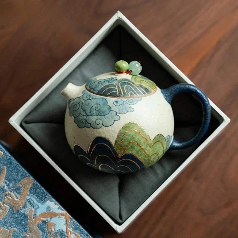 Théière Céramique Dorée 150ml - Cérémonie Gongfu – Fabrication Artisanale – | Studio Nichijo Paris