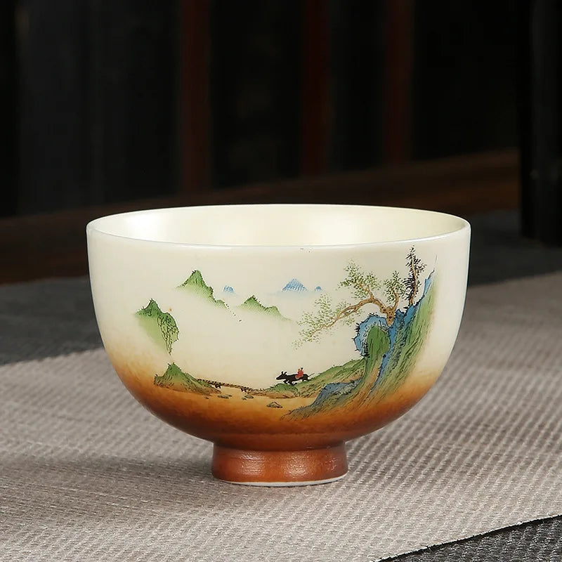 Tasse à Thé en Porcelaine Peinte à la Main — Fabrication Artisanale, Service Kung Fu – Wabi | Studio Nichijo Paris