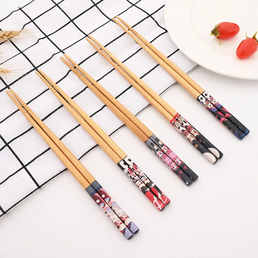 Baguettes Bois Bambou Japonaises Multicolores Lot 5 Paires — Fabrication Artisanale – | Studio Nichijo Paris
