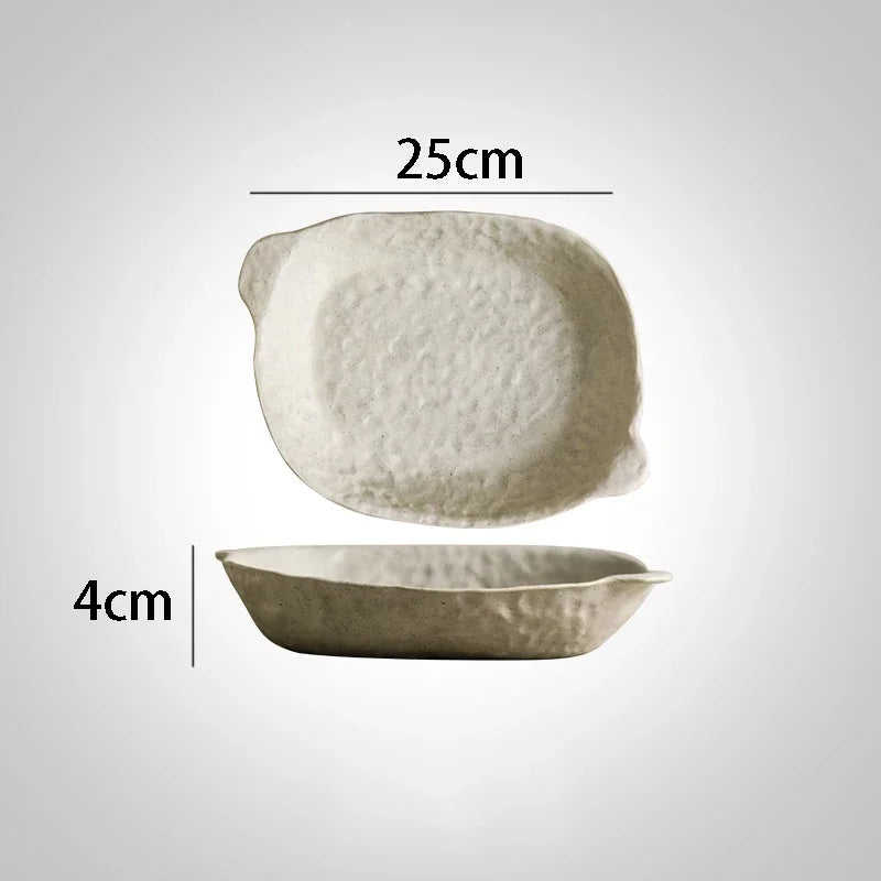 Vaisselle en Grès Blanc, Bols et Assiettes Japonaises — Fabrication Artisanale – Plate-25x4cm | Studio Nichijo Paris