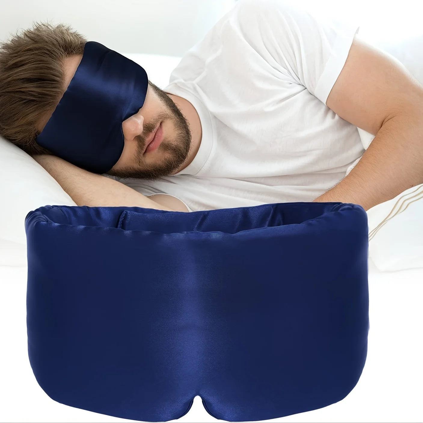 Masque Sommeil Soie Couverture Complète Anti-Lumière – Bleu Marine | Studio Nichijo Paris