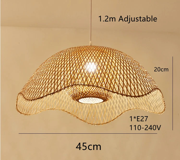 Lustre suspendu en bambou et bois, style chinois, japonais, asiatique, pour cuisine, hôtel, restaurant, salle à manger, salon, fabrication artisanale, nouveauté 2022 – | Studio Nichijo Paris