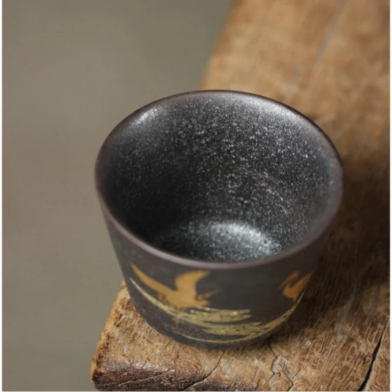 Tasse à Thé Grue — Grès Cuit au Four — Fabrication Artisanale – | Studio Nichijo Paris