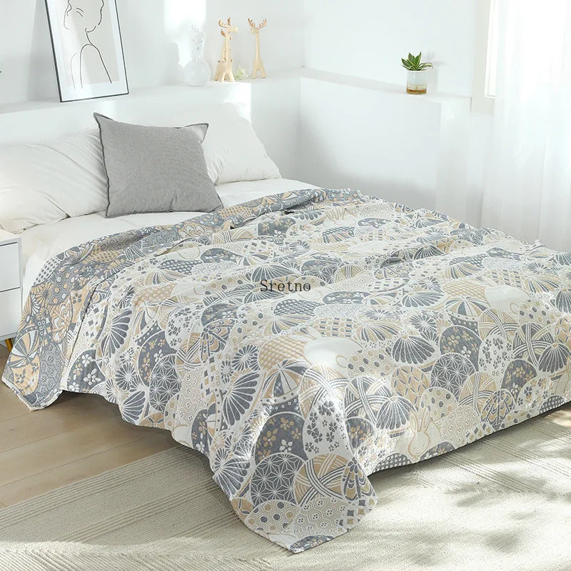 Couverture Coton Bohème Canapé Été - Wa – Bleu | Studio Nichijo Paris