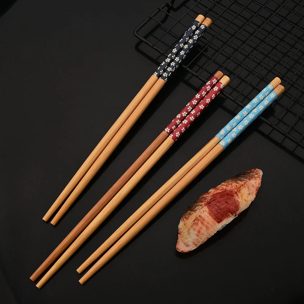 Baguettes en bois de bambou faites à la main, 5 paires, réutilisables, naturelles, japonaises, sushi, nourriture, chat, fleur, multi-documents – | Studio Nichijo Paris