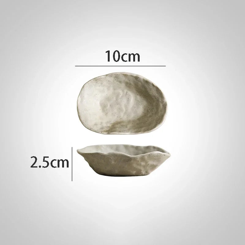 Vaisselle en Grès Blanc, Bols et Assiettes Japonaises — Fabrication Artisanale – Dish-10x2.5cm | Studio Nichijo Paris