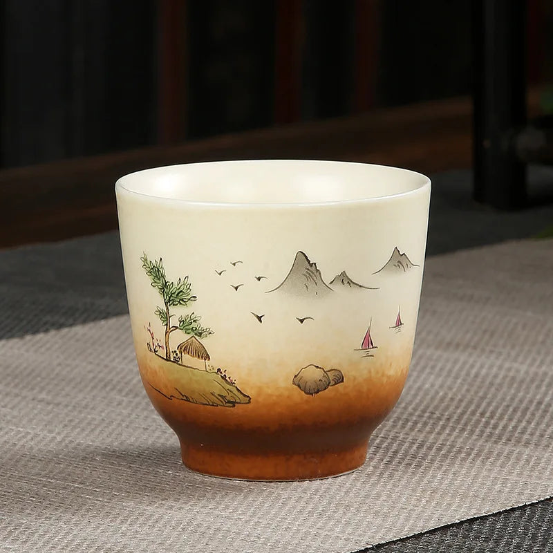 Tasse à Thé en Porcelaine Peinte à la Main — Fabrication Artisanale, Service Kung Fu – Enso | Studio Nichijo Paris
