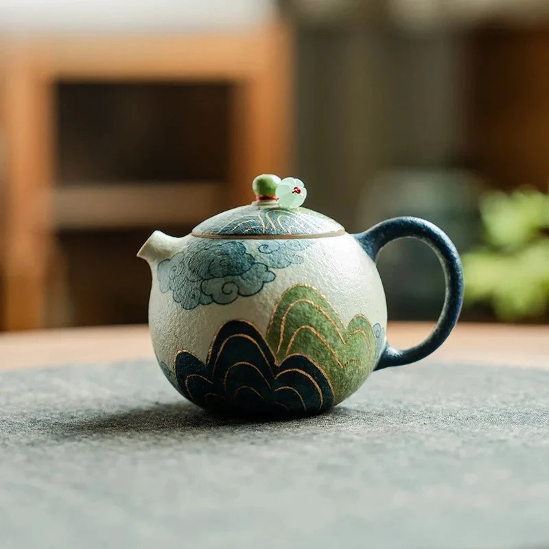 Théière Céramique Dorée 150ml - Cérémonie Gongfu – Fabrication Artisanale – | Studio Nichijo Paris